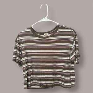 Garage Olive Striped Crop Top